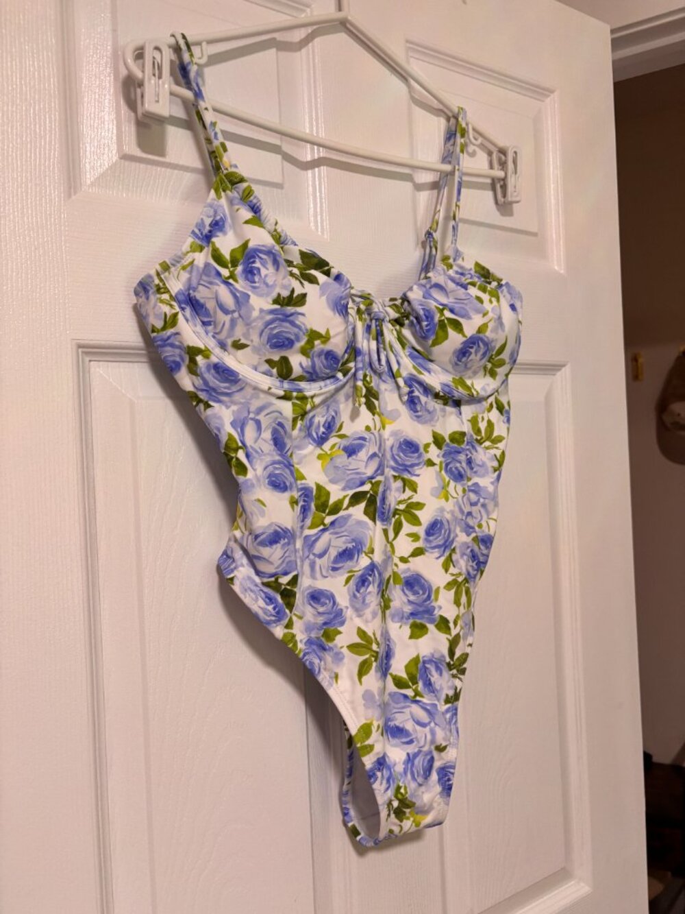 Blue Floral Underwire One-Piece Swimsuit | Blue and White Floral NWT (XL) - Picture 10 of 12